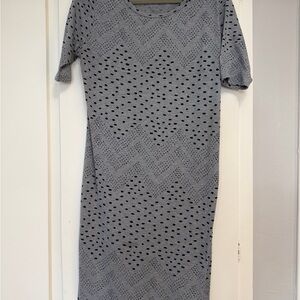 Gray and Black Patterned Women's Dress
